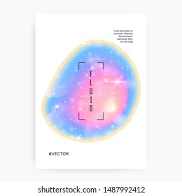 Holographic background. Princess gradient. Kawaii unicorn hologram. Trendy universe banner. Fantasy cover. Holographic background with magic sparkles, stars and blurs for girl party invitation.