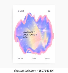 Holographic background. Princess gradient. Kawaii unicorn hologram. Fluorescent universe banner. Fantasy cover. Holographic background with magic sparkles, stars and blurs for girl party invitation.