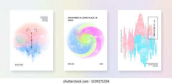 Holographic background. Princess gradient. Kawaii unicorn hologram. Fantasy set. Minimal universe banner. Holographic background with magic sparkles, stars and blurs for girl party invitation.