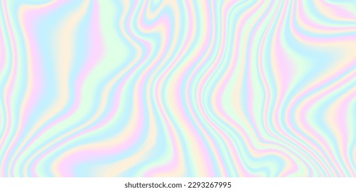 Holographic background. Rainbow gradient backdrop. Liquid metallic texture. Unicorn colors blurred backdrop. Iridescent hologram effect wallpaper for poster, banner, collage. Vector illustration