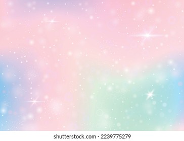 Holographic background and rainbow mesh  Girlish universe banner in princess colors  Fantasy gradient backdrop and hologram  Holographic unicorn background and fairy sparkles  stars   blurs 