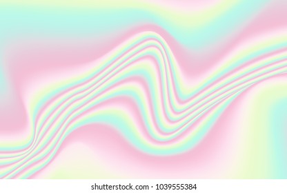 Holographic Background. Soft Abstract Texture in Pastel Colors Design. Trendy Holography for your Project Design Placards, Posters, Banners, Presentation, Brochure, Fashion, Cover. Wavy Gradient.