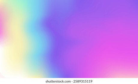 Holographic Background. Soft Design. Abstract Texture. Hologram Gradient. Purple Metal Texture. Digital Cover. Fantasy Flyer. Retro Futuristic Template. Blue Holographic Background