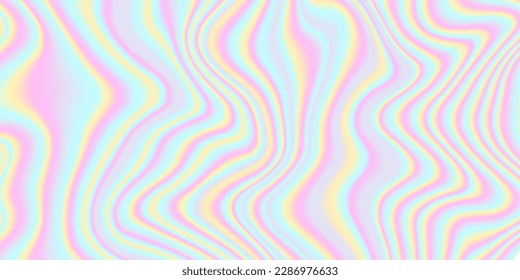 Holographic background. Spectrum gradient backdrop. Liquid metallic texture. Unicorn colors blurred backdrop. Iridescent hologram effect wallpaper for cover, poster, banner. Vector illustration