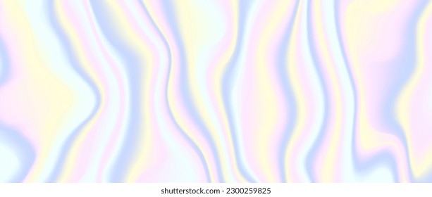 Holographic background. Spectrum gradient backdrop. Liquid metallic texture. Pastel rainbow colors blurred backdrop. Iridescent hologram effect wallpaper for cover, poster, banner. Vector illustration