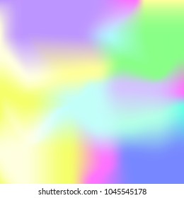 Holographic background. Trendy gradient cover. Bright pattern in light pastel rainbow colors. Foil holographic design. Vector illustration.