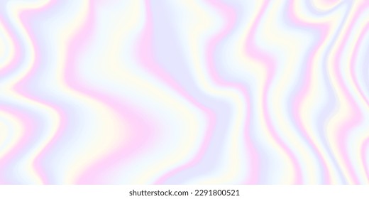 Holographic background. Unicorn gradient backdrop. Liquid metallic texture. Unicorn colors blurred backdrop. Iridescent hologram effect wallpaper for cover, poster, banner. Vector illustration