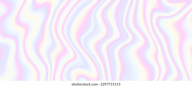 Holographic background. Unicorn gradient backdrop. Liquid metallic texture. Pastel colors blurred backdrop. Iridescent hologram effect wallpaper for cover, poster, banner. Vector illustration