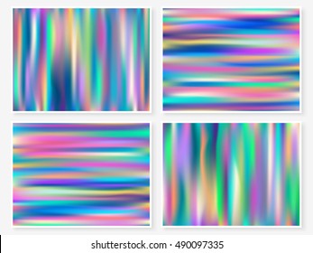 Holographic background. Vibrant neon pastel texture. Hologram glitch for web design. Trendy hipster vector background for fashion or printed products.