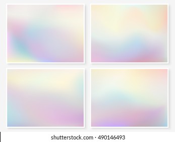 Holographic background. Vibrant neon pastel texture. Hologram glitch for web design. Hipster style backdrop set. Trendy vector background for fashion or printed products.