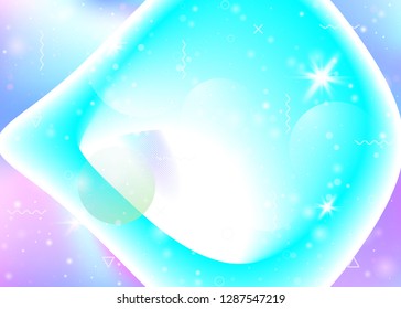 Holographic background with vibrant rainbow gradients. Dynamic fluid. Cosmos hologram. Graphic template for web app, placard and presentation. Iridescent holographic background.
