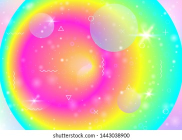 Holographic background with vibrant rainbow gradients. Dynamic fluid. Cosmos hologram. Design layout for poster, wallpaper and poster. Bright holographic background.