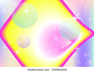 Holographic background with vibrant rainbow gradients. Dynamic fluid. Cosmos hologram. Graphic template for banner, banner and book. Mystical holographic background.