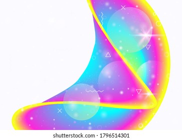 Holographic background with vibrant rainbow gradients. Dynamic fluid. Cosmos hologram. Design template for mobile screen, flyer and banner. Minimal holographic background.