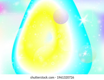 Holographic background with vibrant rainbow gradients. Dynamic fluid. Cosmos hologram. Graphic layout for placard, mobile screen and cover. Liquid holographic background.