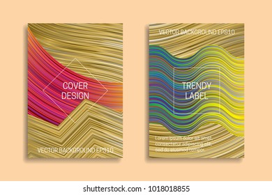 Holographic backgrounds for cover design. Trendy labels for packaging.