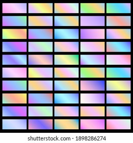 Holografische Banner, horizontale Farbverlauf-Hintergrund, Set. Texturierung von Vektorfolie für Rahmen, Rahmen, Band, Etikett