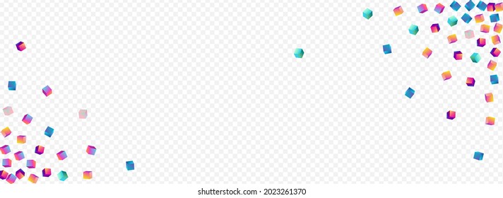 Holographic Block Vector Panoramic Transparent Background. Bright Shiny Rhombus Presentation. Geometric Brick Wallpaper. Rainbow Confetti Business Template.