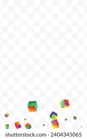 Holographic Block Vector Transparent Background. Iridescent Business Confetti Template. 3d Polygon Pattern. Gradient Box Geometric Presentation.