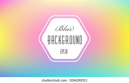 Holographic blurred abstract background. Colorful iridescent modern soft lights. Multicolor rainbow neon glow. Blur trend holography wallpaper. Fluid gradient art. For banner, poster or web design