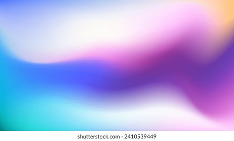 Holographic Blurred gradient blue yellow teal white purple background. Colorful Blurred backdrop with place for text. Vector for your design, banner, poster