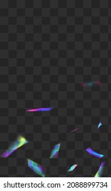 Holographic Bokeh Vector Transparent Background. Light Glitch Digital Banner. Shiny Glints Dreamy Poster. Color Cool Confetti Wallpaper.