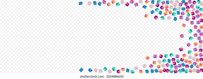 Holographic Box Vector Panoramic Transparent Background. Gradient Graphic Brick Template. Geometric Polygon Paper. Multicolored Block Metal Cover.