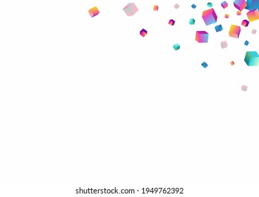 Vector de caja holográficaFondo blanco. Papel de escritorio de polígono brillante abstracto. Patrón de confetti geométrico. Presentación 3d de ladrillo gradiente.