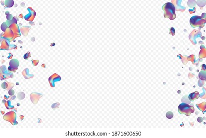 Holographic Bubbles Cosmic Vector Transparent Background. Digital 3d Placard. Iridescent Retro Fluid Layout. Hologram Geometric Brochure.