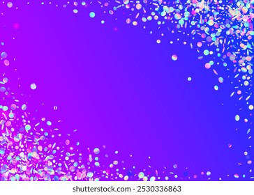 Burst holográfico. Carnaval Glitter. Fundo com brilho roxo. Conceito leve. Design em queda. Unicorn Sparkle. Fundo de aniversário a laser. Banner moderno. Explosão holográfica azul