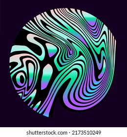 Holografischer Kreis mit glitzernder und verzerrter Textur. Abstrakte geometrische Illustration für Poster oder Logotypen.