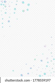 Holographic Circle Happy Transparent Background. Unicorn Flying Round Design. Festival Card. Hologram FallingFestive Banner.