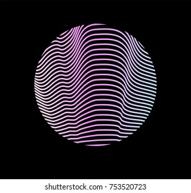 Holographic circle on black background.