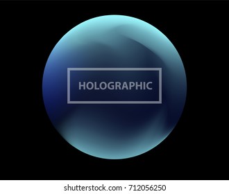 Holographic circle on dark background.