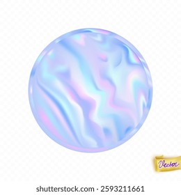 Holographic circle sticker with the shadow. Abstract round trendy wallpaper background. Hologram texture. Premium quality. Modern vector  for mockup