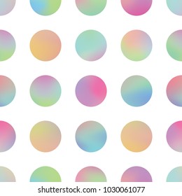 Holographic circles texture, vector seamless pattern