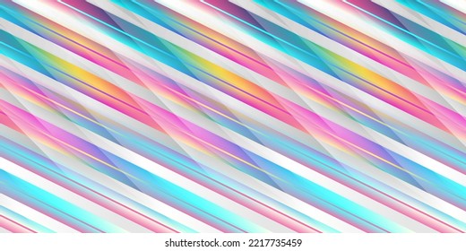 Holographic colorful stripes geometric abstract tech background. Vector art modern design