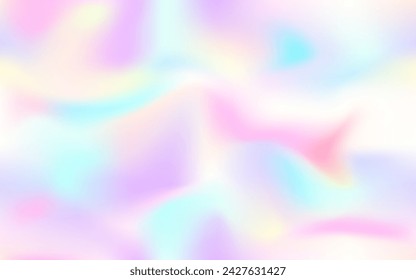 Holographic colorful vector background. Shiny foil holo wallpaper, neon illustration