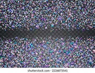Holographic Confetti. Bokeh Effect. Blur Celebrate Wallpaper. Blue Metal Background. Digital Foil. Shiny Burst. Glamour Art. Birthday Glare. Violet Holographic Confetti