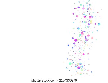 Holographic Confetti. Bright Art. Birthday Tinsel. Violet Retro Background. Disco Realistic Decoration. Kaleidoscope Effect. Digital Foil. Party Design. Pink Holographic Confetti