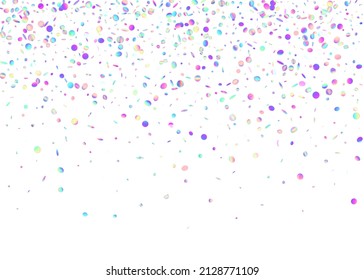 Holographic Confetti. Disco Element. Flying Foil. Blue Party Background. Festive Art. Laser Festival Decoration. Neon Texture. Rainbow Effect. Pink Holographic Confetti