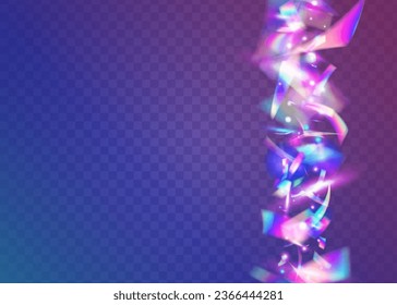 Holographic Confetti. Iridescent Glare. Purple Party Tinsel. Shiny Burst. Surreal Art. Neon Texture. Festive Foil. Retro Colorful Illustration. Violet Holographic Confetti