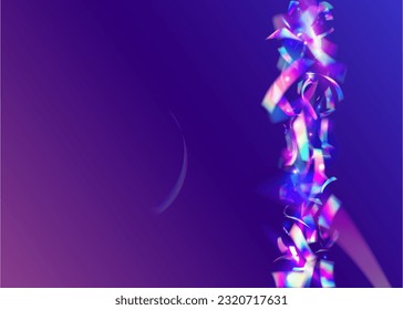 Holographic Confetti. Iridescent Tinsel. Neon Texture. Violet Disco Background. Festive Foil. Flying Art. Laser Abstract Sunlight. Shiny Flare. Pink Holographic Confetti