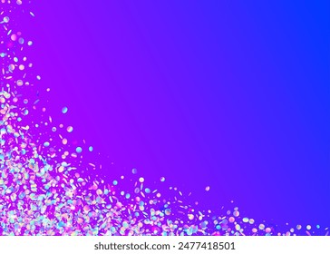 Holographic Confetti. Unicorn Serpentine. Laser Colourful Illustration. Party Sparkle. Falling Banner. Cristal Dust. Light Concept. Blue 3d Background. Purple Holographic Confetti