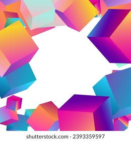 Holographic Confetti Vector White Background. Multicolored Metal Polygon Pattern. Business Rhombus Template. Iridescent Box Shiny Paper.