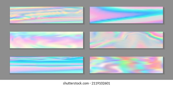 Holographic cool flyer horizontal fluid gradient mermaid backgrounds vector collection  Bokeh holographic texture gradients  Fluid graphic design minimal mermaid backgrounds 