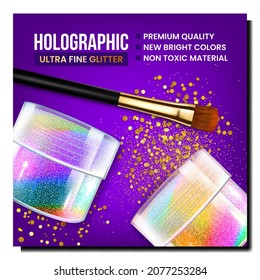 holographic cosmetics poster package. hologram package. rainbow gel. lipgloss pack. 3d realistic vector