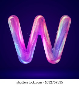 Holographic cosmos effect alphabet letter vector illustration. Modern 3d fantasy character.