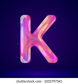 Holographic cosmos effect alphabet letter vector illustration. Modern 3d fantasy character.