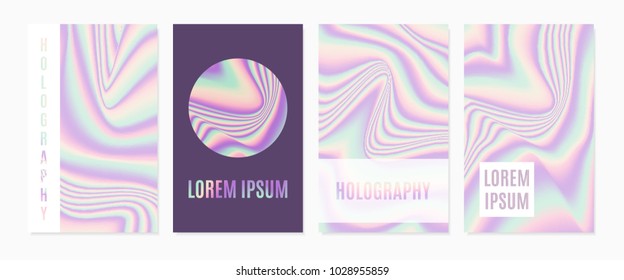 Holographic Cover Design Template in Modern Style. Trendy Gradient Abstract Backgrounds. Holographic Template with Text for Placards, Posters, Banners, Presentation, Brochure, Magazine, Flyers, Card.